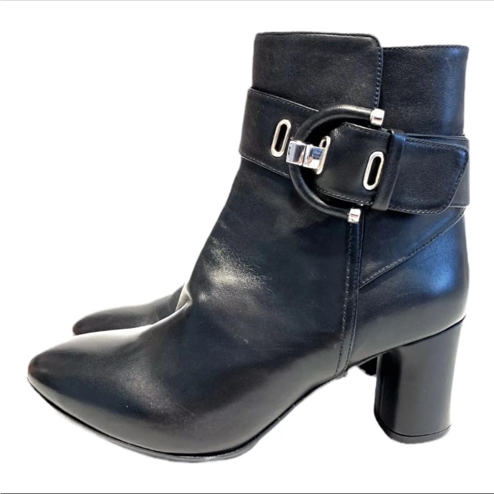 Napoleoni Heeled Black Leather Booties NWT